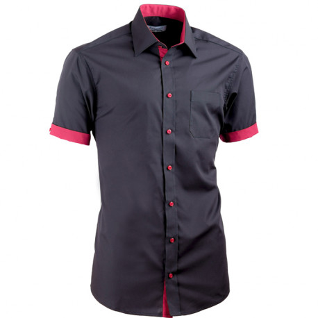 Černá košile slim fit kombinovaná Aramgad 40141