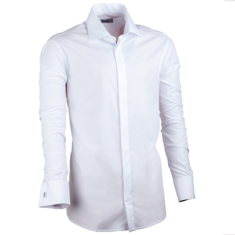 Extra prodloužená košile bílá na manžetový knoflík 20026